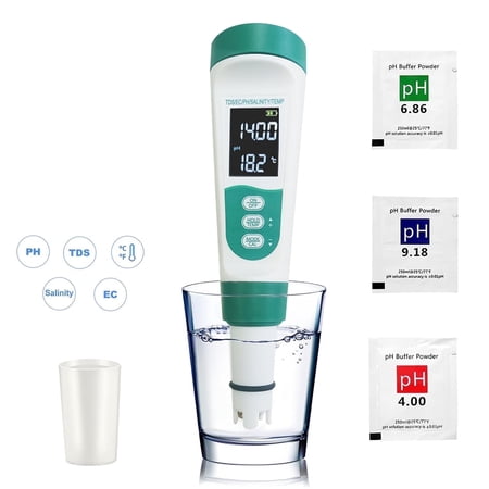 Luvan 5 in 1 PH Tester Soil,Digital PH/EC/Salinity/Temp/TDS Meter for Drinking Water Pool Moisture Fish,±0.01