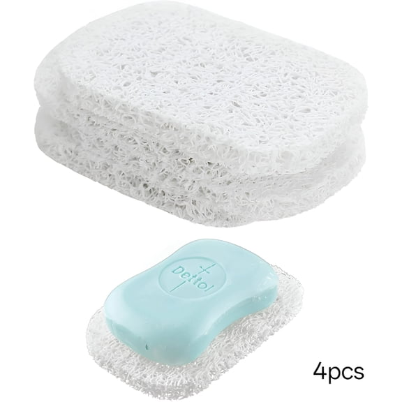 BPPEG 4Pcs Soap Saver Holder for Bar Soap Shower Bathroom Dish Self Draining Lift Pad Porous Construction Air Circulate Non-BPA Durable,4.5x2.9x0.39inch