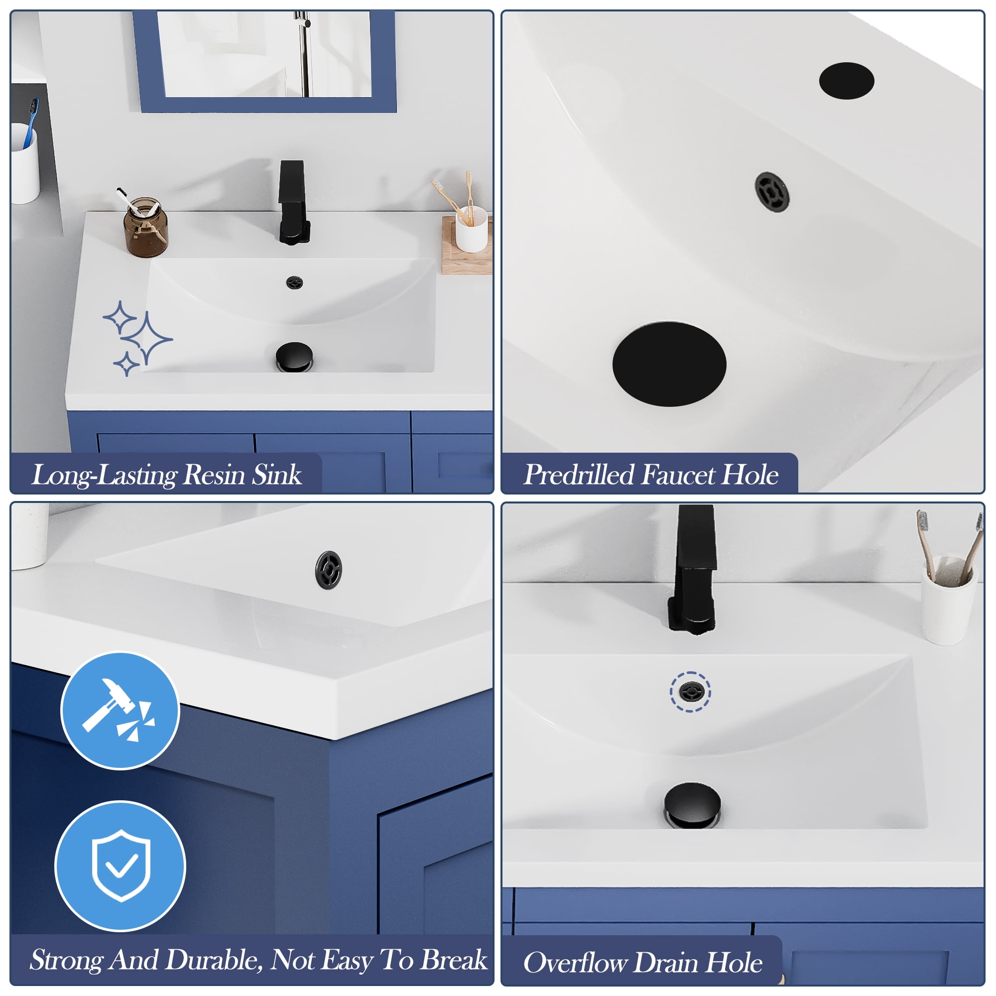 60" Double Sink Undermount Bathroom Vanity Top