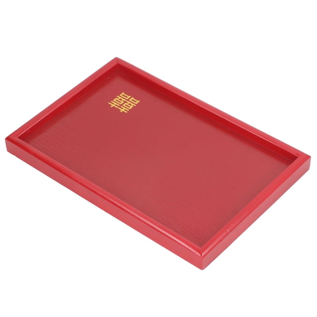 Serving Tray, Sturdy And Reusable Food Meals Server Tray Handcrafted Decorative Serving Platter Striking Red Wood Round Butler Tray For Snacks Beverages Fruits
