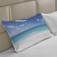 thumbnail image 2 of Ocean Knitted Quilt Pillowcover, Tropical Exotic Sandy Beach Caribbean Sea Bay Barbados Coastline Summertime, Standard King Size Pillow Cover for Bedroom, 30" x 20", Blue Aqua Coconut, by Ambesonne, 2 of 2