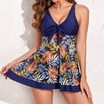 thumbnail image 2 of up to 60% off Gifts Usmixi Womens Swimdrss Swimsuits Tie Front High Waist 2 Piece Bathing Suit for Holiday Sleeveless V-Neck Floral Print Swimwear Navy XL, 2 of 5