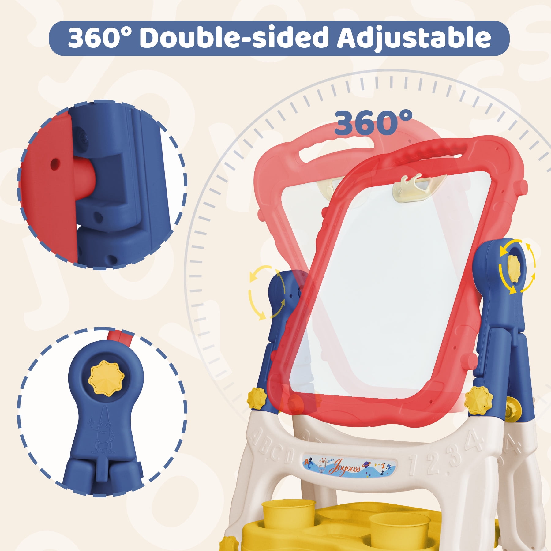 Joyooss Kids Easel, Adjustable Standing Art Easel for Toddler, Double Magnetic Drawing Board with Painting Accessories, Birthday Christmas Gift for Little Boys and Girls, Middle Size Blue