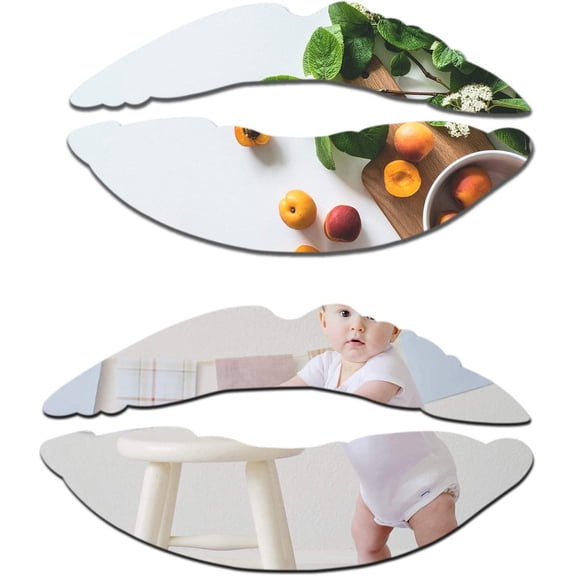 4 Pcs Rounded Corner Wall Mirror Stickers, Mirrors for Wall Bedroom Decor, Full Length Mirror Stickers as Bathroom Mirror, Mirror Tiles Self Adhesive Frameless Full-Length Mirror (26 cm/10 in)