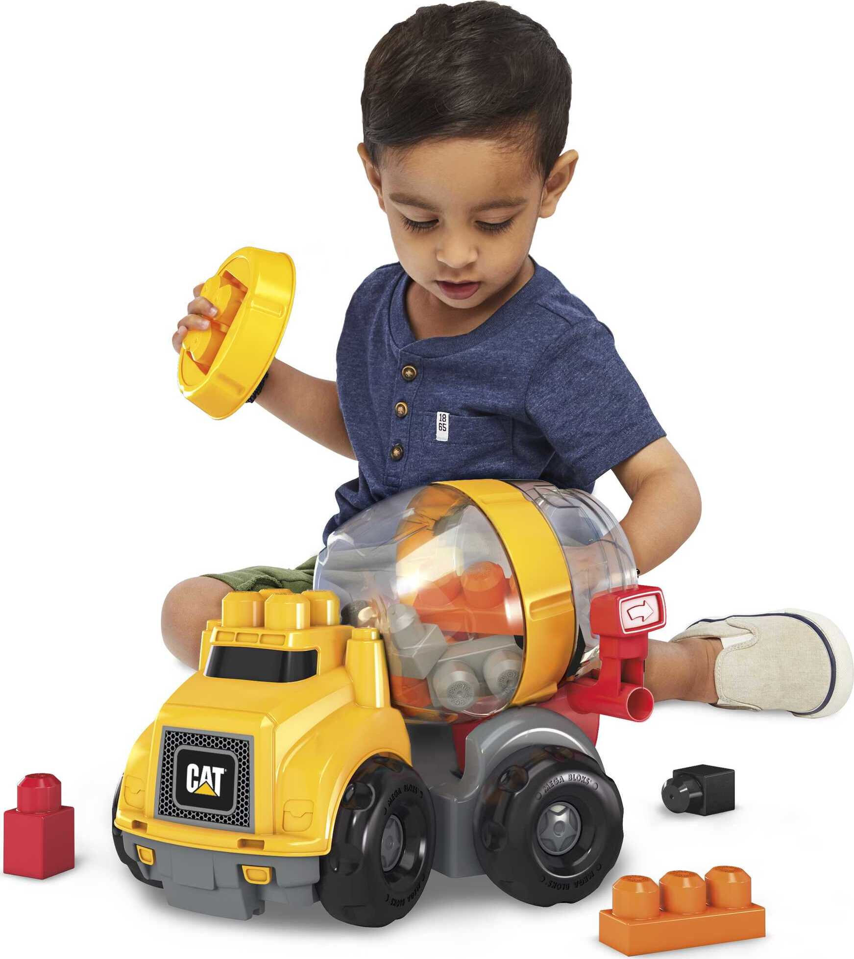 MEGA BLOKS Fisher-Price Building Toy Blocks Cat Cement Mixer Truck (9 Pieces) For Toddler - image 3 of 7