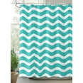 thumbnail image 2 of Geometric Striped Pattern Shower Curtain, Turquoise White Wave Pattern Bathroom Decor Curtains Set with Hooks, Waterproof Fabric Home Accessories， Stall 36 X 78 Inch, 2 of 6