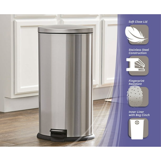 Better Homes & Gardens 7.9 Gal / 30L Oval Step Trash Can with Lid