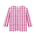 thumbnail image 6 of CCRFTGI Girls Shirts Cute Plaid Shirt Graphic Tees for Kids Summer Girls Fashion 3/4 Sleeve Tops Crewneck T Shirts Hot Pink 7-8 Years, 6 of 6