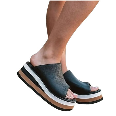 

2022 Fashion Women Sandals Open Toe Women s Shoes Breathable Ladies Beach Wedge Shoes Lightweight Muffin Wedge Slides