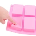 thumbnail image 2 of KOHAND 6 Pack of 6 Cavity Silicone Soap Molds, 9 x 8 inch Rectangle Silicone Soap Mold for Soap, Blue, Pink, Purple, 2 of 5