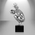 thumbnail image 6 of Modern Decorative Saluting Man Resin Large Sculpture 37" Wide x 19" Tall // Chrome, 6 of 9