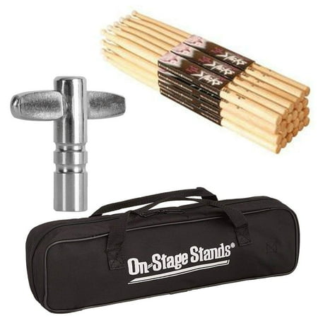 On Stage Maple High Quality Drum Sticks 5B 12 pair + Drum Tunning Key & Drum
