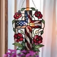 thumbnail image 6 of Celebrating 250 Years Early - Patriotic Suncatcher Ornaments 4 of July Decor, Acrylic American Flag Cross Patriotic Suncatcher with Poppy Flowers, 4th of July Stained Glass Suncatchers Style A, 6 of 9