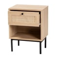 thumbnail image 2 of Baxton Studio Sherwin Brown and Black 1-Drawer End Table with Rattan Accent, 2 of 10