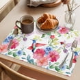 thumbnail image 3 of Rustic Watercolor Placemats Set of 1, Hummingbird Colorful Flower Leaves Non-Slip Place Mats Washable Table Mats for Kitchen Dining Table Decorations Indoor/Outdoor, 3 of 9