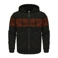 thumbnail image 1 of Pisexur Mens Winter Jacket Man Color Match Drawstring Zipper Pockets Hooded Coat Mens Winter Coat Windbreaker Jacket Warming Jacket, 1 of 3