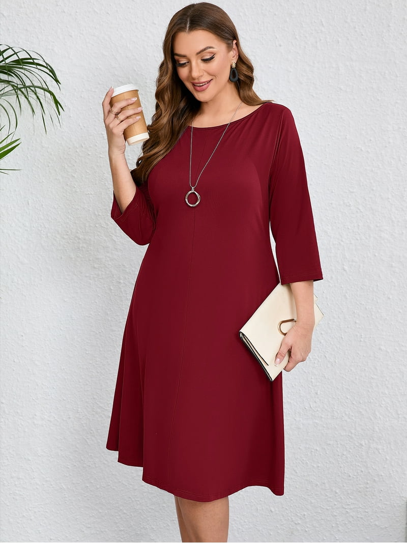 red flowy dress plus size Ladivine 9316