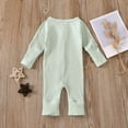 thumbnail image 2 of Nafuu Boys Romper Solid Color Crew Neck Long Sleeve Soft Knit Ribbed Outfit Comfortable Autumn Toddler Clothing Classic Home Onesies,Light Green,0-3 Months, 2 of 8