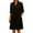Black, variant on Women's Turn Down Collar Elbow-Length Sleeve Dress, Loose Fit Solid Shift Dress, Relaxed Casual Daily Vacation Sundress Wear