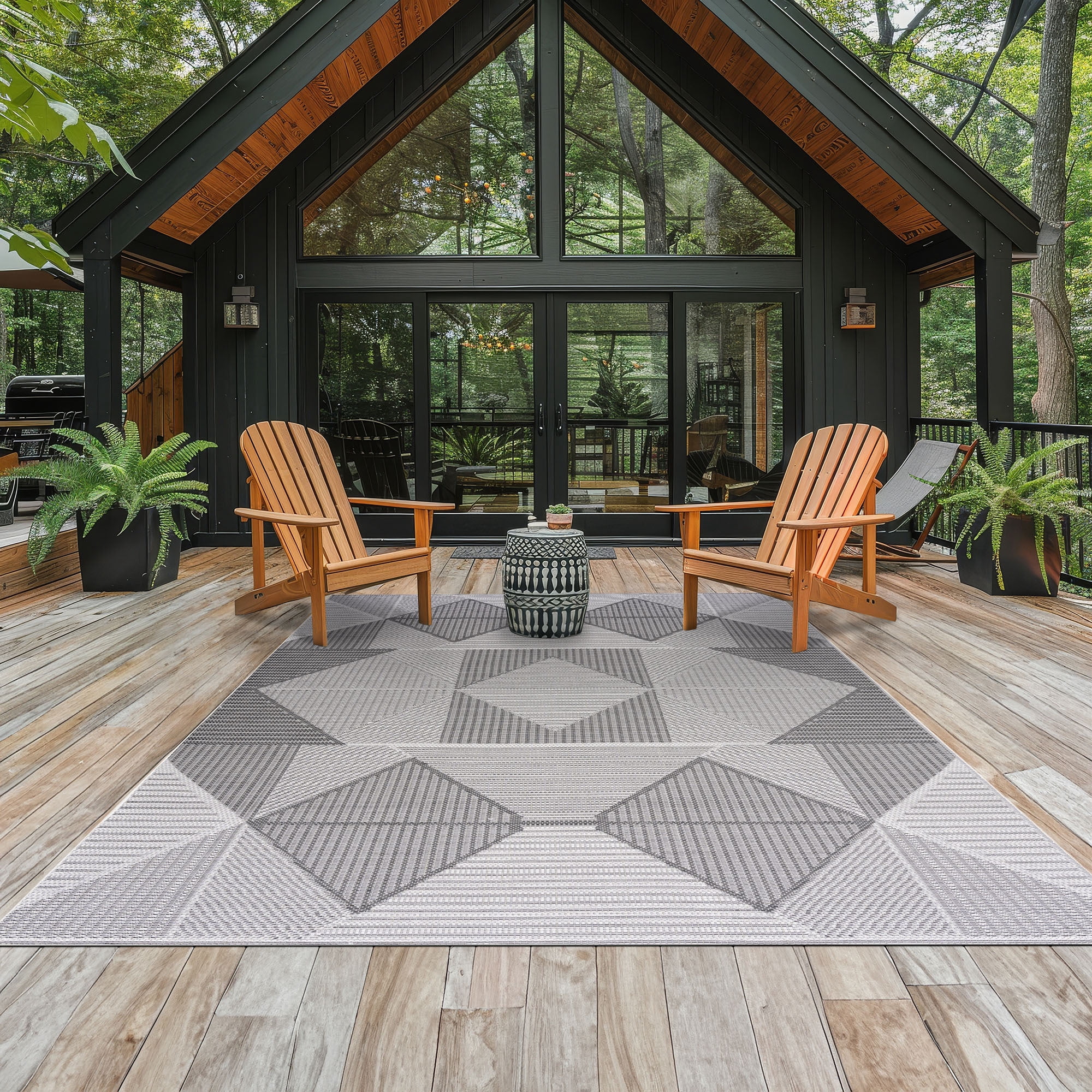 Bliss Rugs Bailey Transitional 8' x 10' Dark Gray and White Indoor Outdoor Area Rug