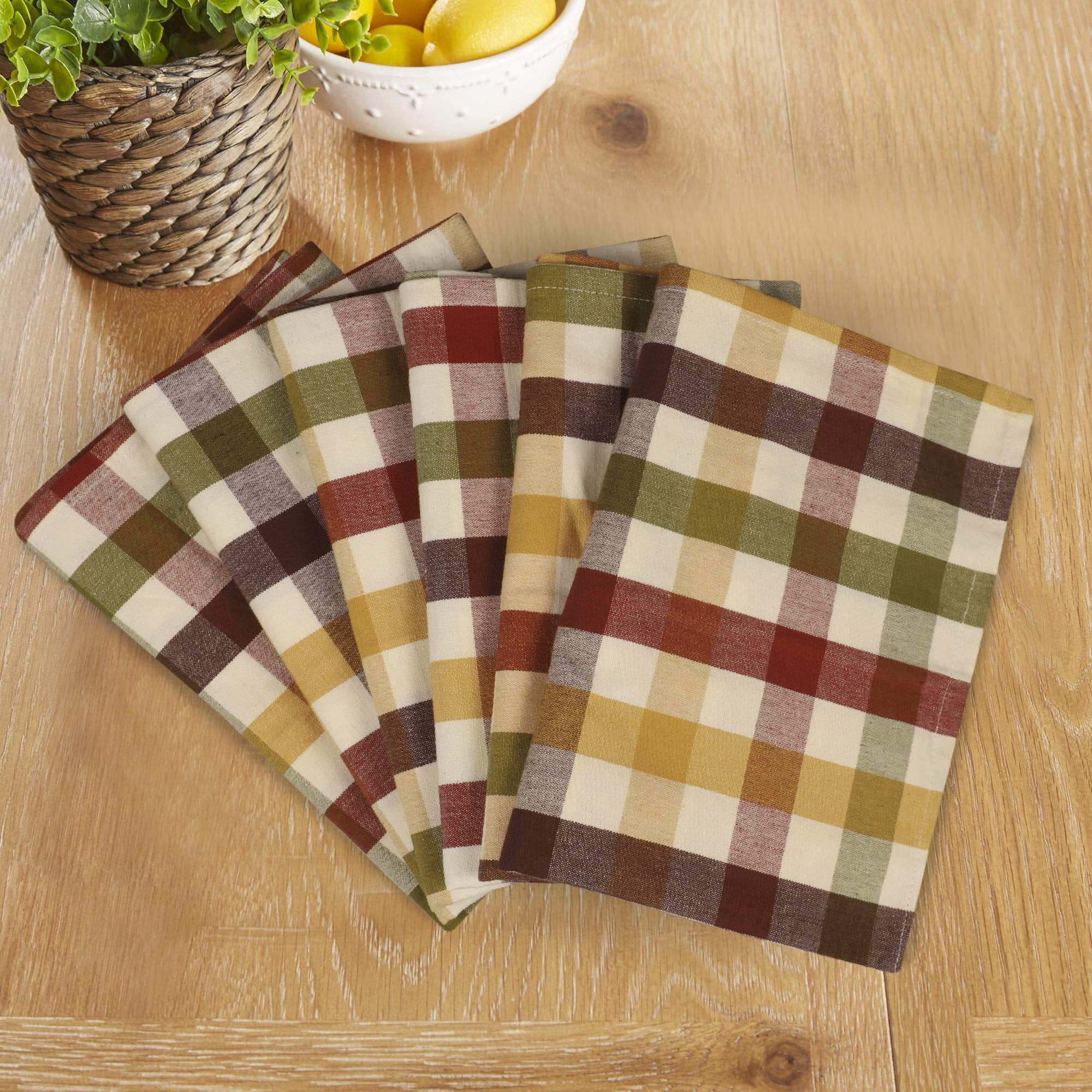 Urban Villa Christmas Kitchen Towels Set of 6 Buffalo Checks Kitchen Towels 20X30 Inches 100% Cotton Absorbent Kitchen Towels Ultra Soft Mitered Corners Kitchen Towels