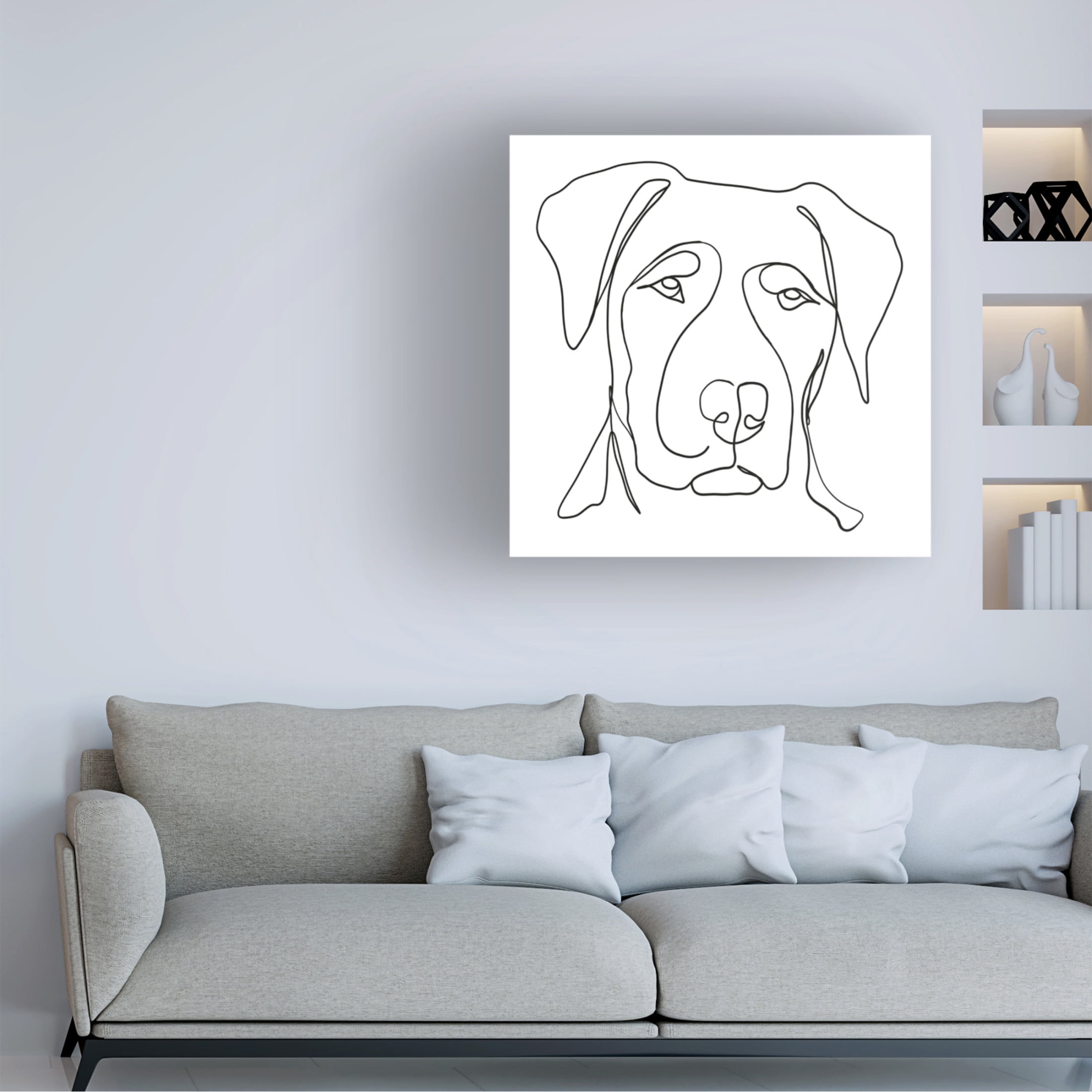 Canvas Wall Art - Cora Niele 'Dog Line Drawing' Wall Art for Living Room, Bedroom, or Office Décor by Trademark Fine Art - 18 x 18 Inches