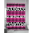 thumbnail image 5 of Shower Curtains for Bathroom-36"x72", Mexico Cow Animal Black White Skin Texture Waterproof Bath Curtain Grommet Shower Curtain Set with Hooks, Rose Red Stripes Washable Bath Accessories, 5 of 6