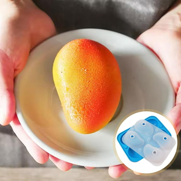 2Pcs Fruit Molds,Easy to Clean & Remove Silicone 3D Mango Mold with Funnels & 4-Cavity,Heat-Resistant & Flexible for Cake,Jelly Candy,Chocolate,Soap,Craft,Molds