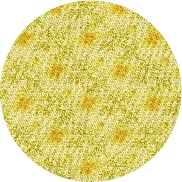 Ahgly Company Tapis d'Intérieur Lavables en Machine, Ronds, Transitionnels, Brun Doré, Jaune, Ronds de 6 Pi