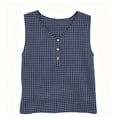 thumbnail image 5 of Xdegoge Womens Checkered Henley Tank Tops Sleeveless V Neck Shirt Partial Button Down Blouse Summer Casual Vest Classic Gingham Pattern Lightweight Fashion Tee Apparel, 5 of 7