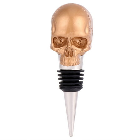

NICEXMAS 1pc Halloween Skull Alloy Bottle Stopper Creative Alloy Wine Stopper (Golden)
