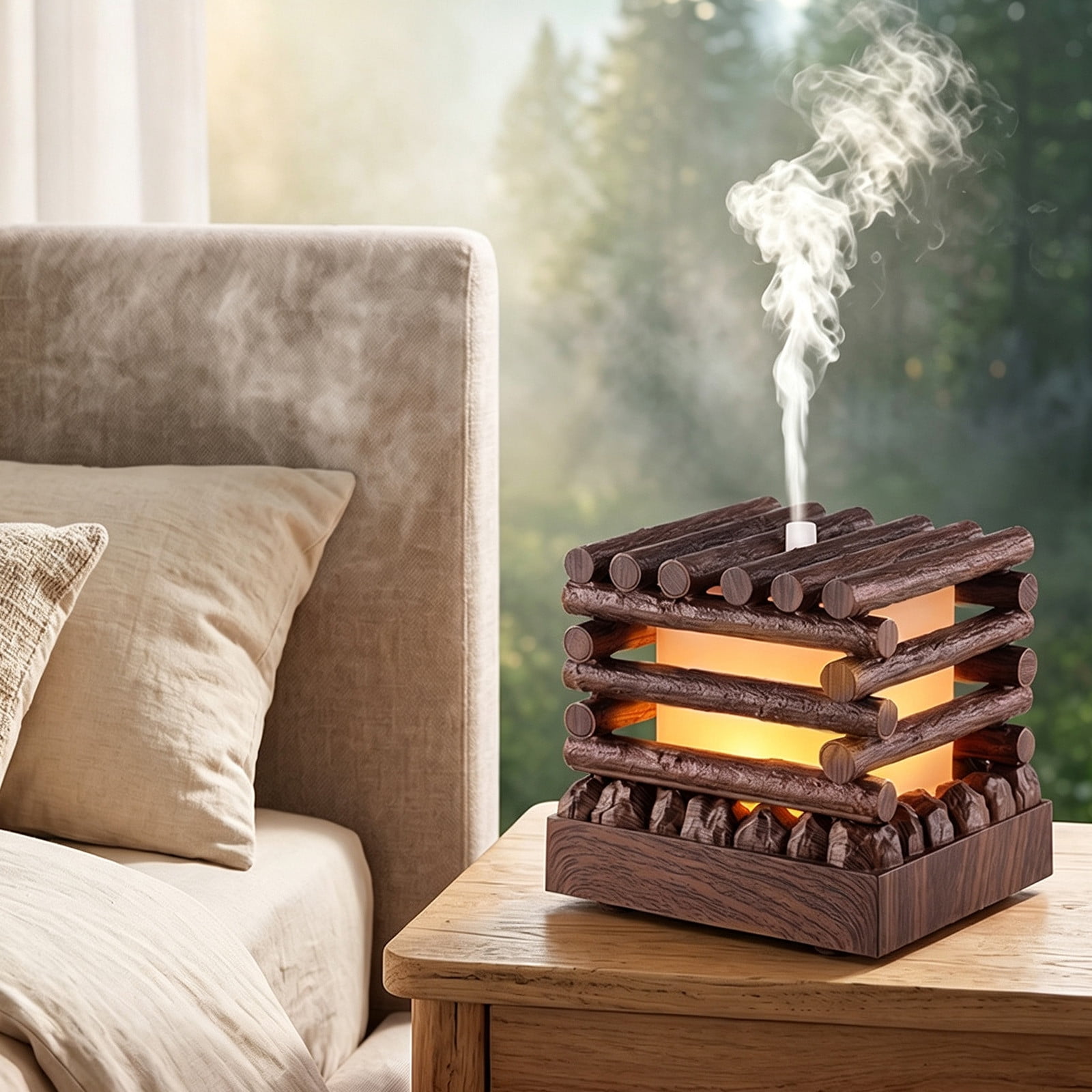 Ultrasonic Cool Mist Humidifier and Aroma Diffuser Brown Decorative Night Light for Quiet Air Moisture for Bedroom Home Office Nursery and Holiday Gift