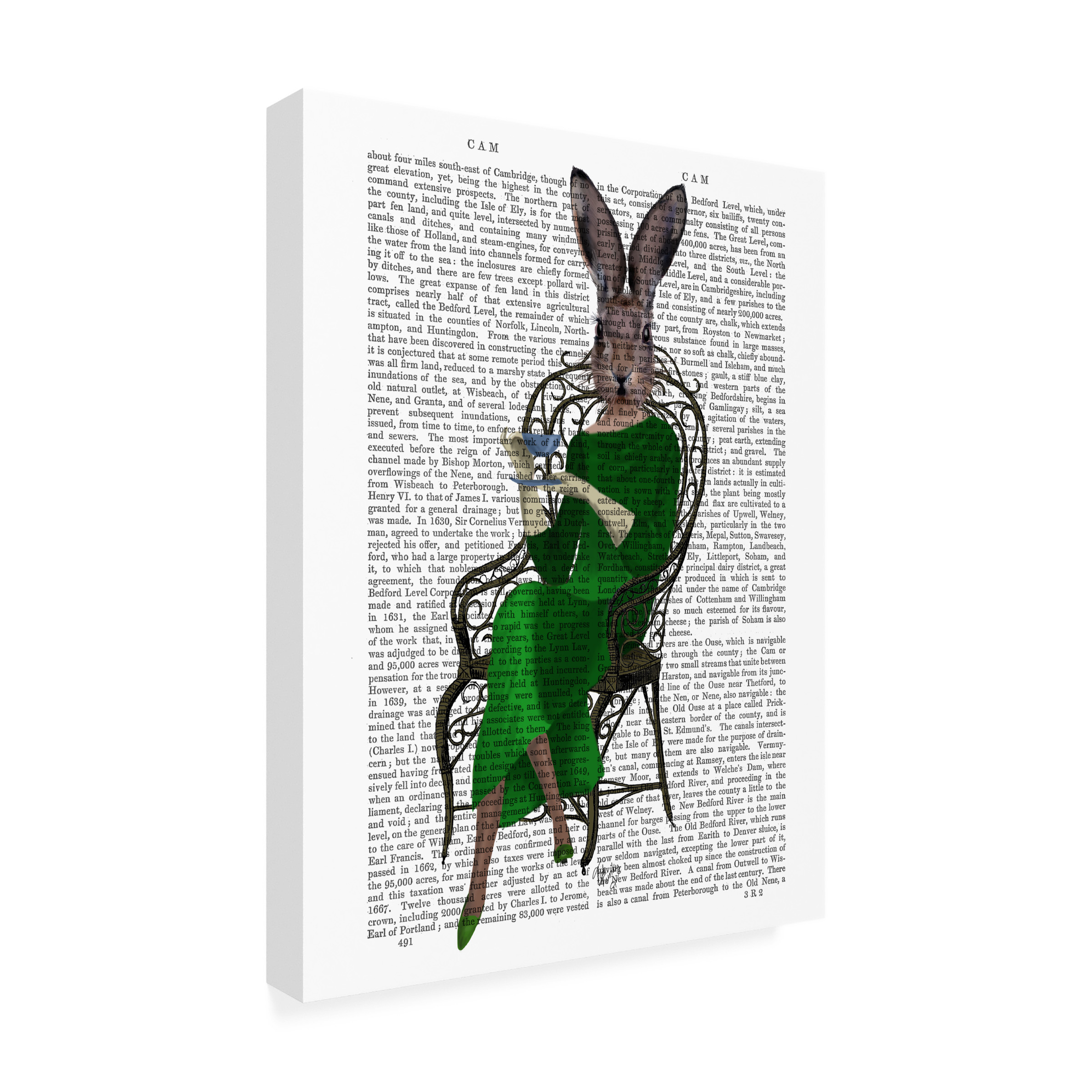 Trademark Fine Art Fab Funky Lady Bella Rabbit Taking Tea Canvas Wall Art - 35x47