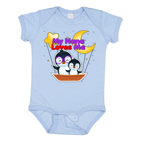 Inktastic My Nana Loves Me Penguin Boys or Girls Baby Bodysuit