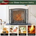 thumbnail image 5 of 3 Panel Fireplace Screen 48" W x 29" H Modern Foldable with Wrought Metal Decorative Mesh,Black, 5 of 5