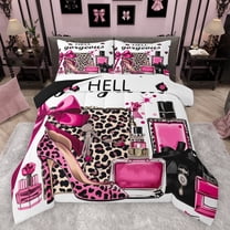 Feelyou Women High Heel Bedding Comforter Set, Leopard Cheetah Print Twin Comforter Sets, Chic Fashion Perfume Reversible Bedding Set, Lightweight Room Decor, 2-Piece