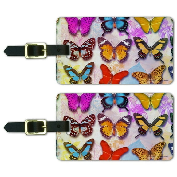 Colorful Butterflies Butterfly Design Luggage ID Tags Suitcase Carry-On Cards - Set of 2