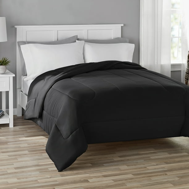 Mainstays Black Reversible Ultra Soft Comforter, Full/Queen
