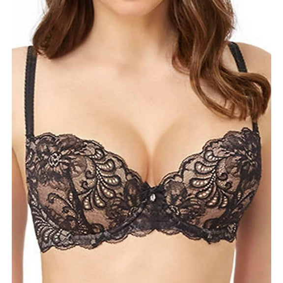 LE MYSTERE Black Sophia Light Memory Foam Lace Bra, US 38DDD, UK 38E, NWOT