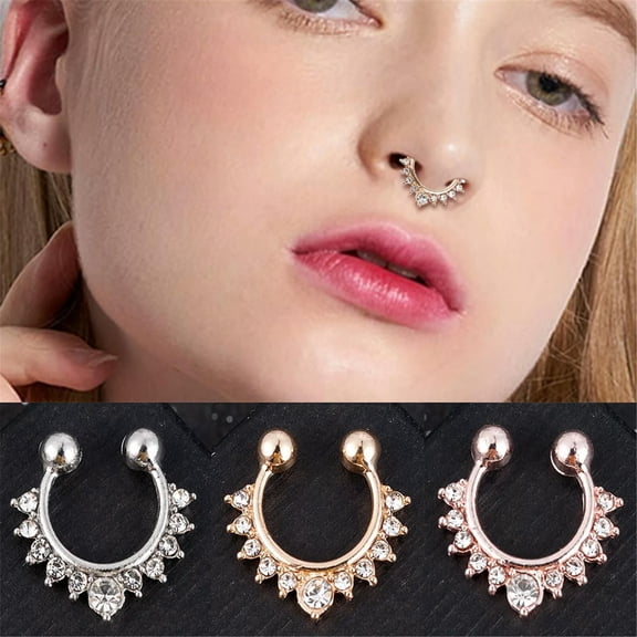QQTDFG Fake Septum Nose Rings Hoop Stainless Steel Faux Lip Ear Nose Septum Ring Non-default
