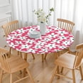 thumbnail image 3 of Red Daisy Flower Green Centers Pattern Round Fitted Tablecloth with Elastic Edge,Dining Table Cover Waterproof,Outdoor Round Tablecloth for Camping,Dining,Indoor and Outdoor, 3 of 7
