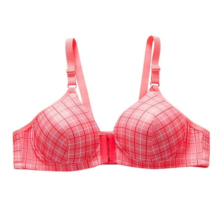 

JGGSPWM Woman s Lattice Thin Front Buckle Adjustment Chest Shape Bra Underwear No Rims Red L