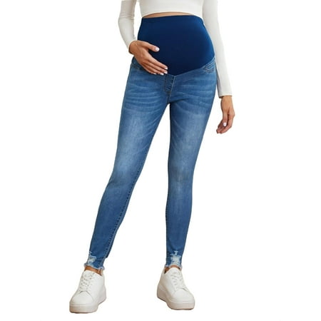 

Plain Raw Hem Slim Fit Slight Stretch Skinny Jeans Maternity