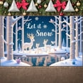 thumbnail image 3 of 3D Paper Art Winter Forest Banner Blue White Color Deer Display Deer Pattern Snowflake Decor Snowy Backdrop for Winter Party Christmas Decoration Indoor Event, 3 of 9