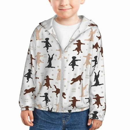 

Gaeub Yoga Labrador Retriever Print Athletic Sun Protection Hoodie for Kids Long Sleeve Outdoor UV Shirt Running Fishing Top for Boys Girls-4 Years