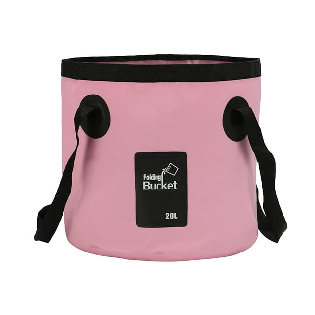 S SERENABLE Foldable Bucket Wash Basin Portable Multipurpose Water Container Folding Water Bucket for Boating Outdoor Car Washing Fishing pink