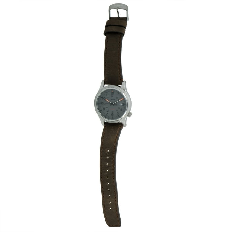 Timex Allied LT 40mm INDIGLO Night Light Display Wrist Watch with Date Brown Leather Strap TW2T33300 Walmart