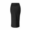 thumbnail image 6 of JBXKXYW Skirts for Women Womens Satin Silk High Waist Slit Midi Skirt Elastic Waistband Midi Skirts Elegant and Handsome Half Skirt for Women Women Skirt Summer Skirt Skirt (Black,L), 6 of 6
