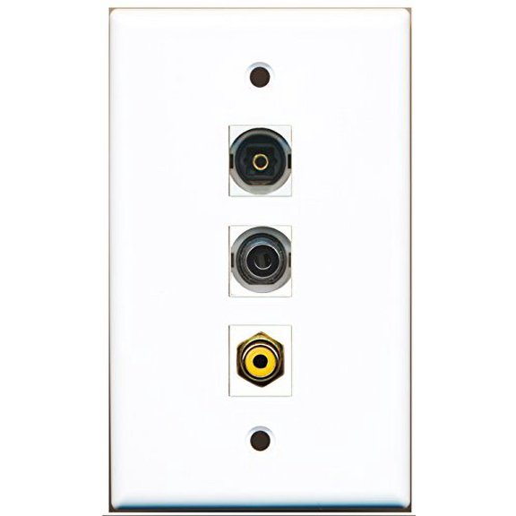 RiteAV - 1 Port RCA Yellow and 1 Port Toslink and 1 Port 3.5mm Wall Plate