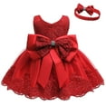 thumbnail image 3 of Lovebay Baby Children Girls' Christening Lace Flower Dress Princess Formal Prom Tutu Ball Gown Pageant Party Wedding Dresses Red 5-6 Years, 3 of 10